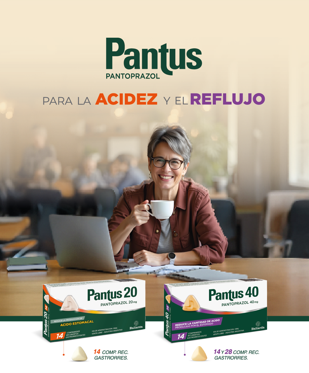 Banner para versión móvil sobre los productos Pantus20 y Pantus40.